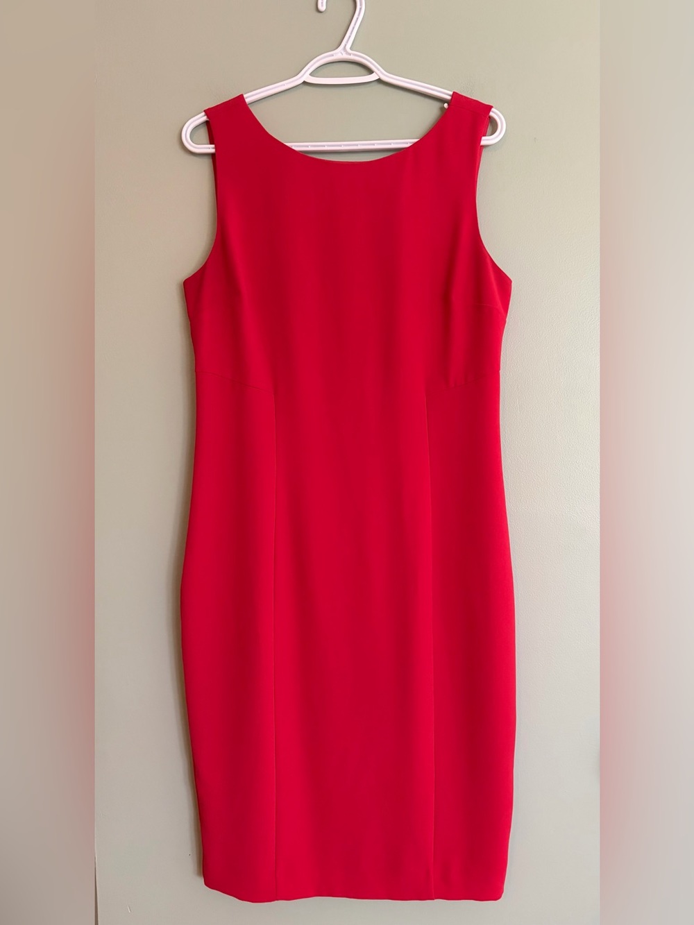 RW&CO Red Sheath Dress 12 L Sleeveless Round Neck V-Back Cocktail Work Mint